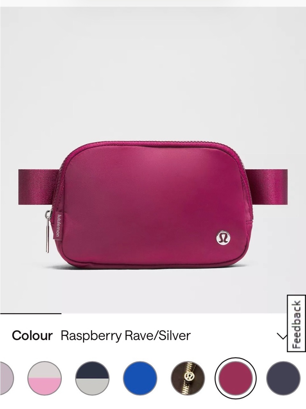 lululemon athletica Raspberry Rave Belt Bag with Silver Accents